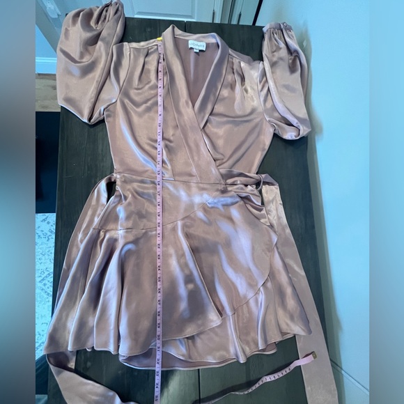 Lucy Paris - Adonia Satin Long Sleeve Mini Wrap Dress - Dusty Rose - XS - NWOT - Picture 16 of 16